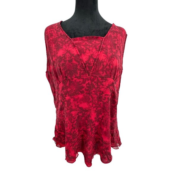 NYC Design Co Womens Red Silk Babydoll Tank Top Size 2X Empire‎ Waist Sleeveless - Picture 3 of 7